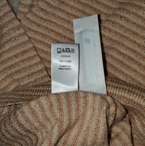 LOFT Peach Striped Shimmer Button Up Cardigan - Picture 7 of 11